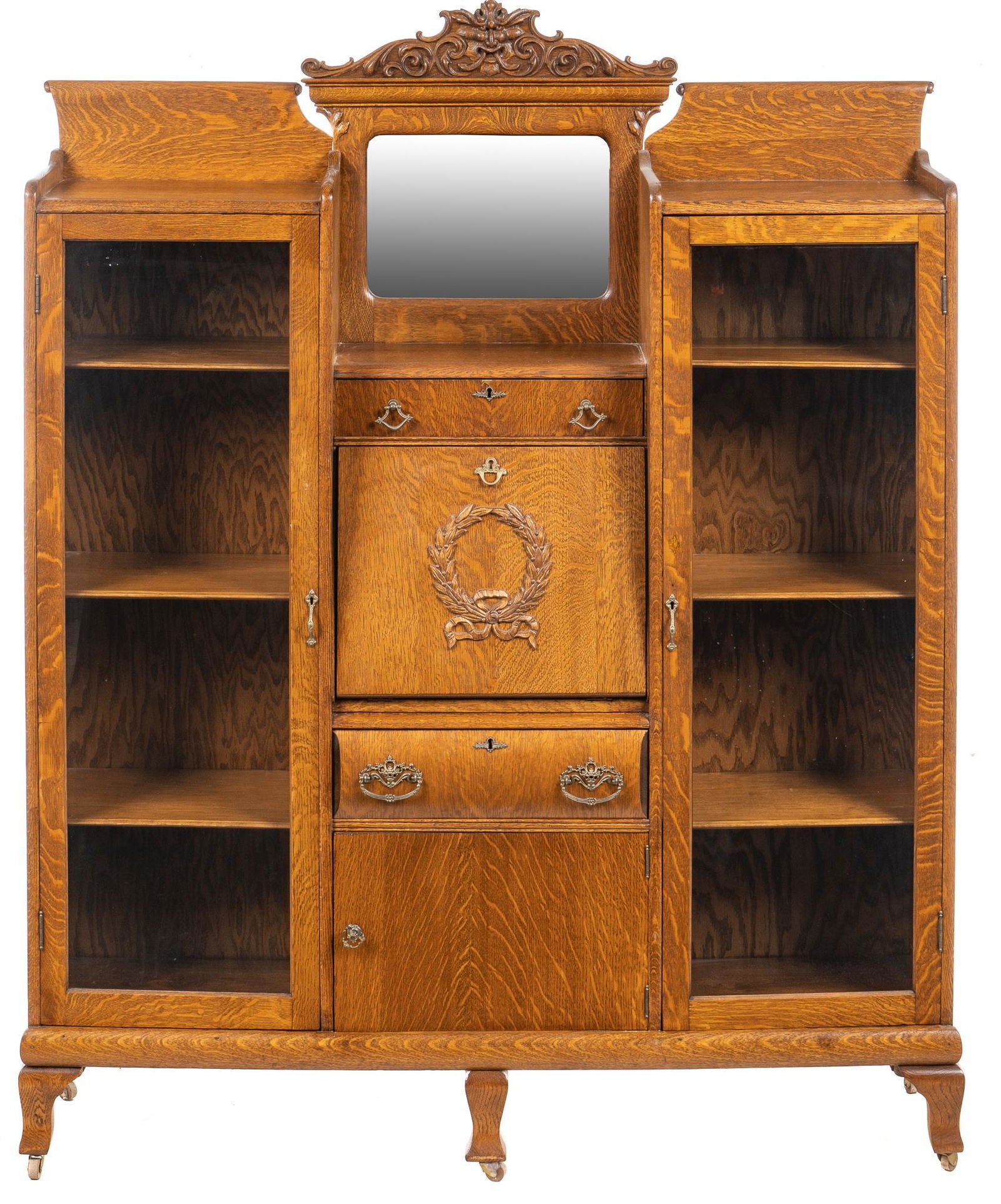 Vintage Double Bookcase Secretary Desk (1 of 7)