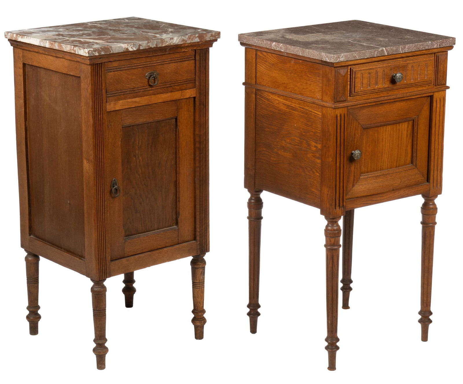 (2) Louis XVI Style Marble Top Nightstands (1 of 6)