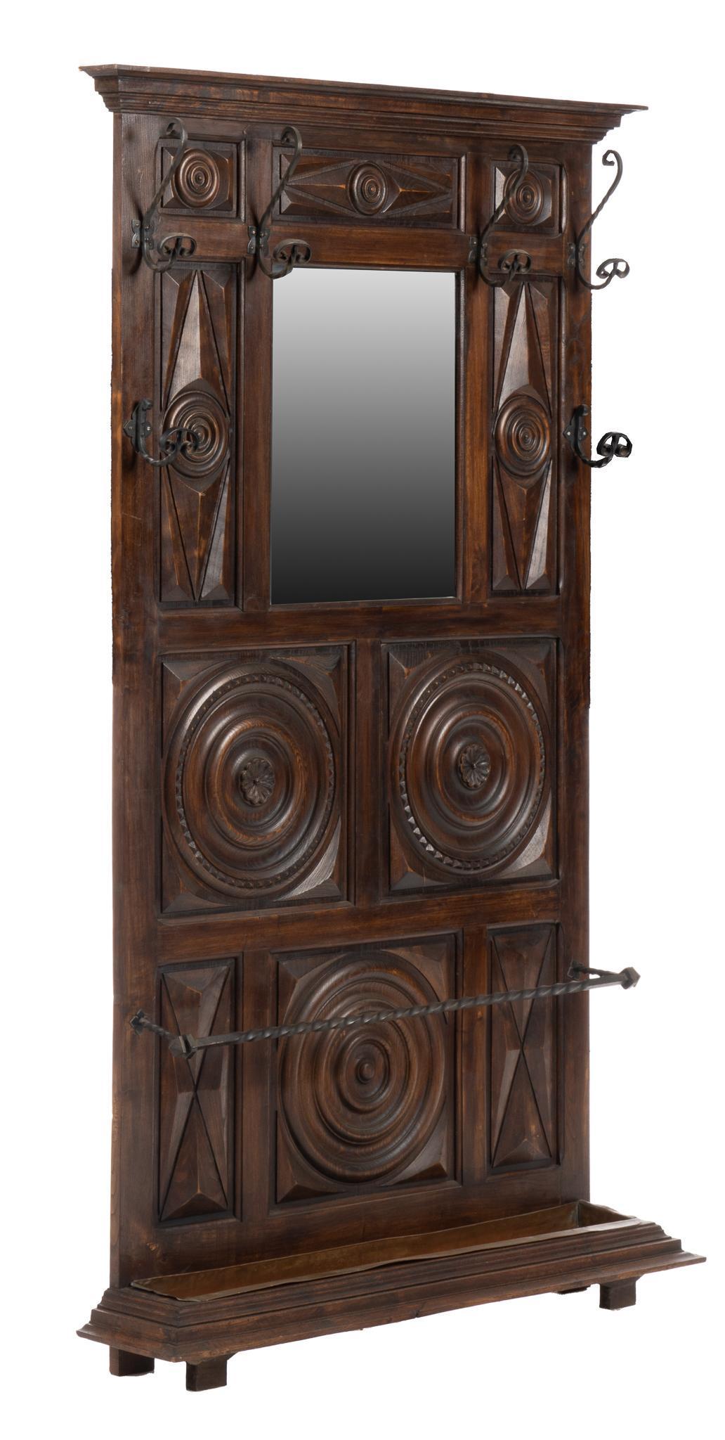 French Renaissance Style Oak Hall Tree (1 of 4)