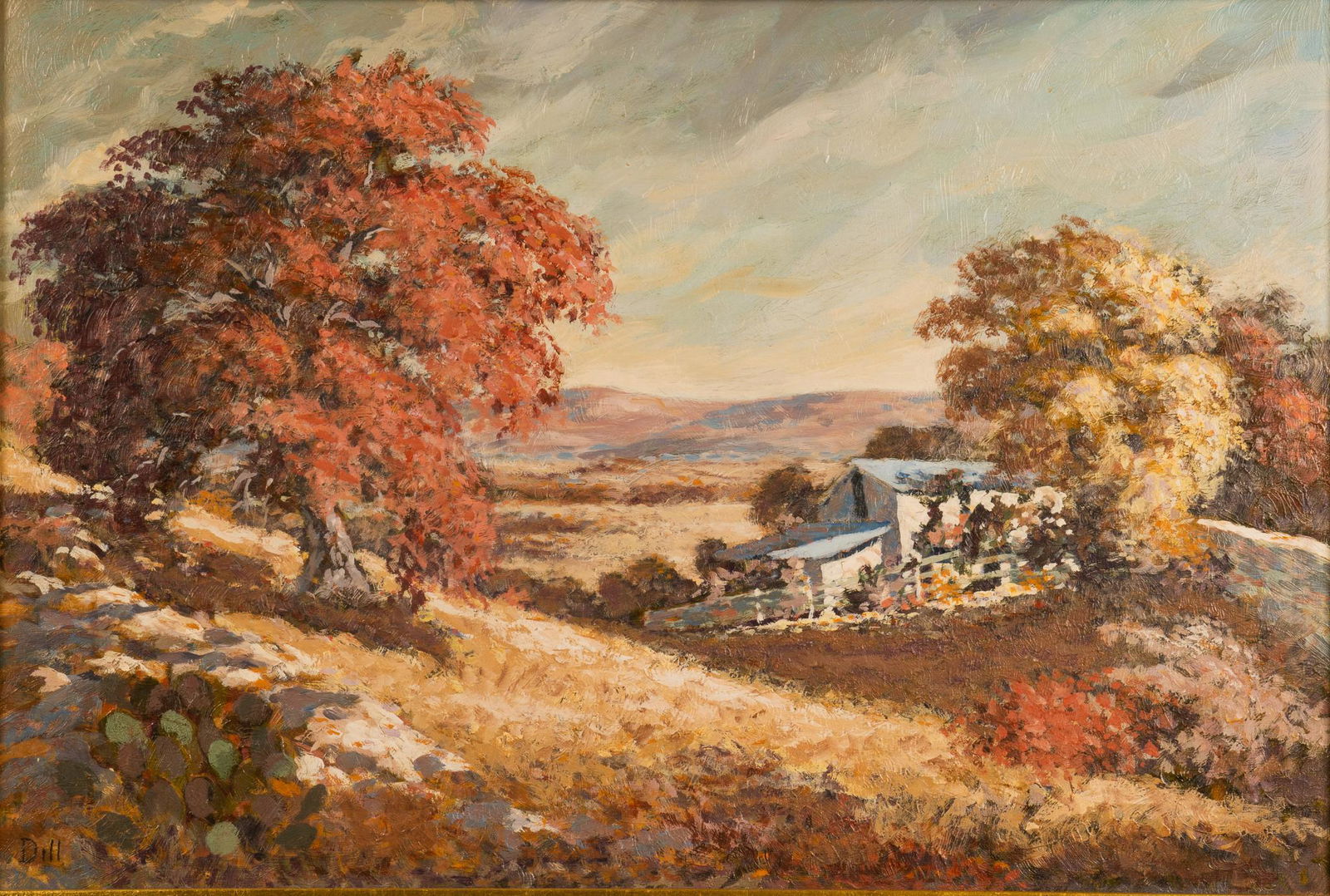 Frank C. Dill, "Central Texas", 1968: Frank C. Dill, "Central Texas", 1968, oil on masonite sight: 23 x 35 in., frame: 33.5 x 45 in. We happily provide seamless shipping services on everything we sell. Please email us at shippin