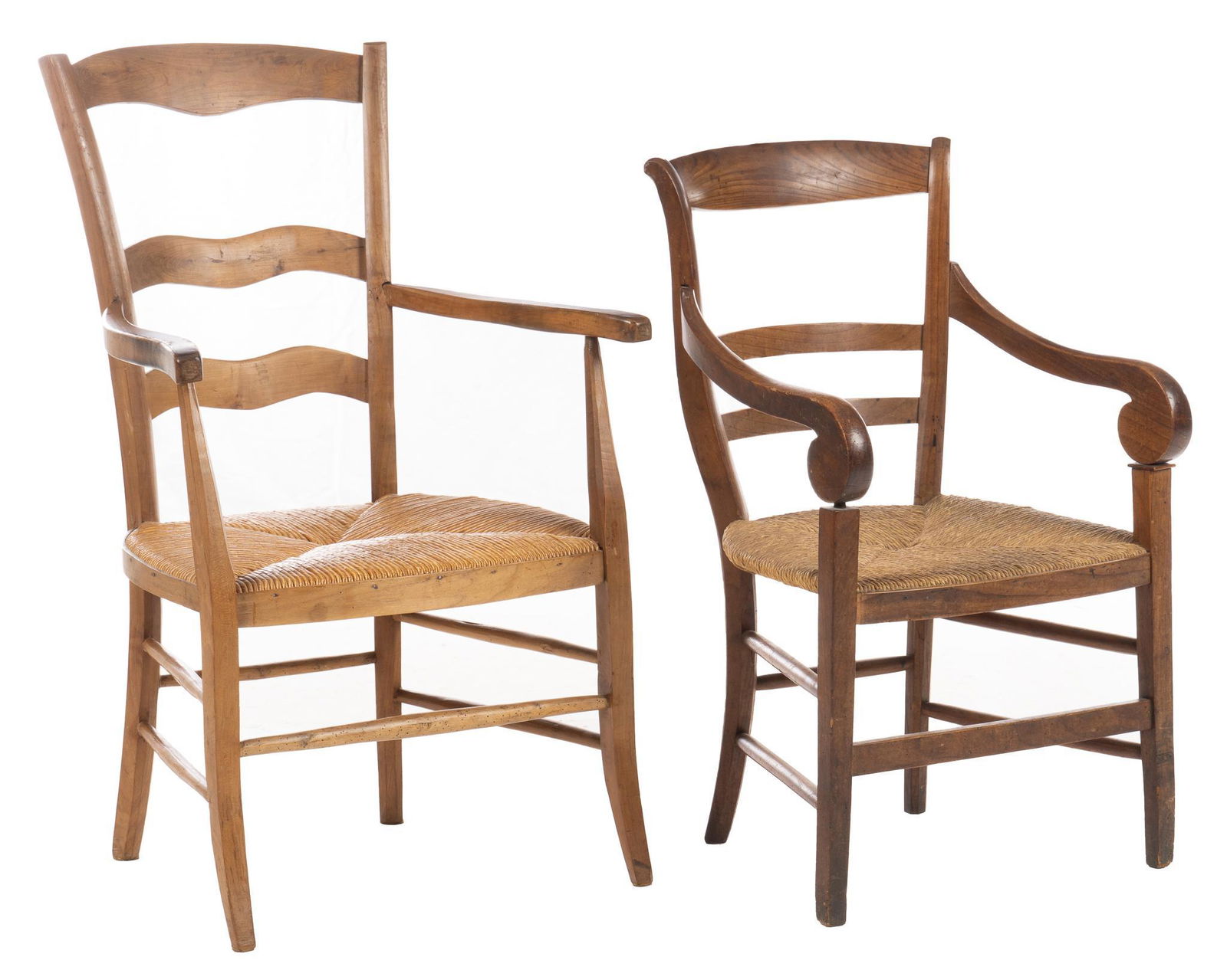 (2) Wooden Rush Seat Armchairs (1 of 4)