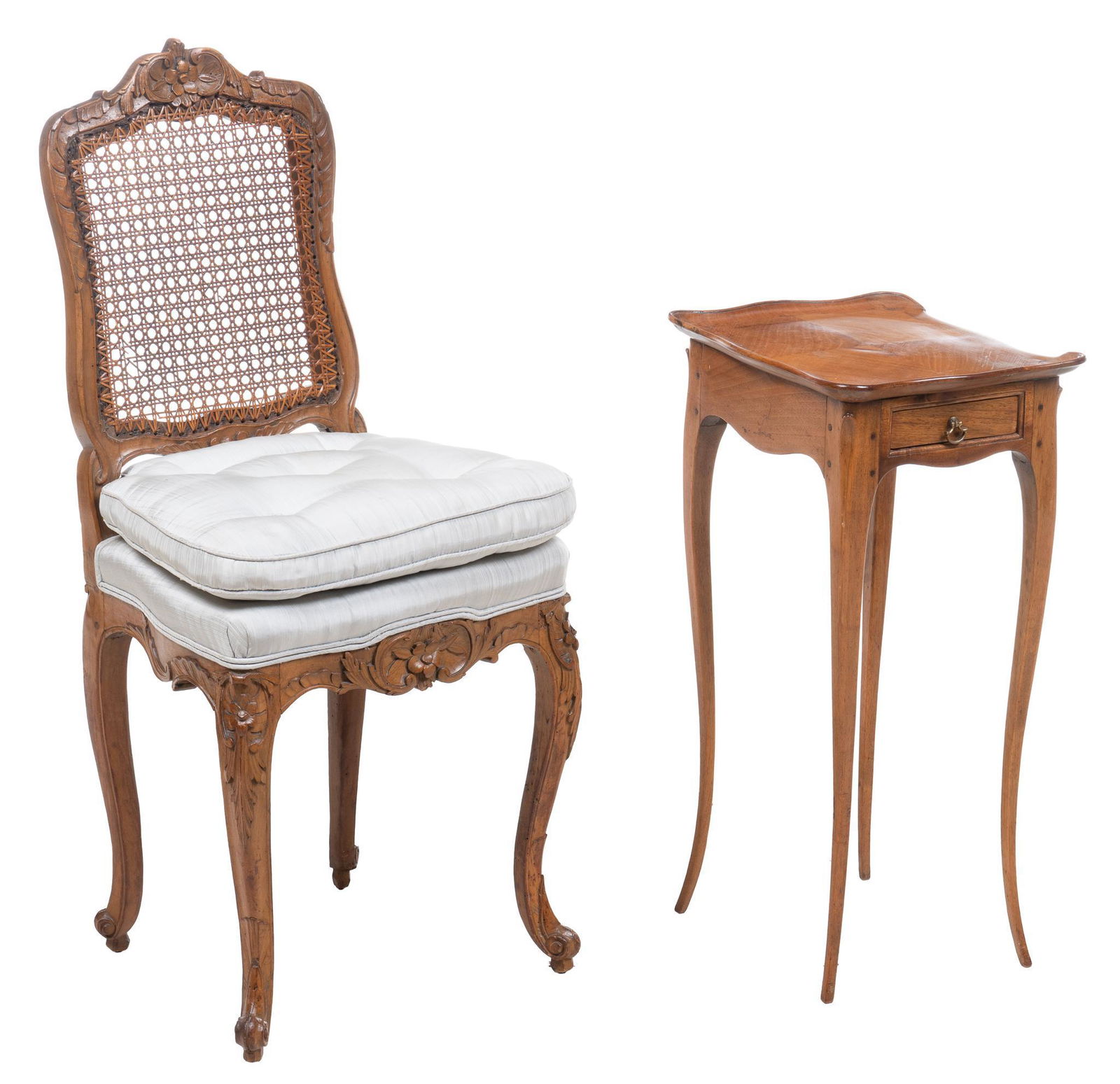 French Style Cane-back Chair and End Table (1 of 5)