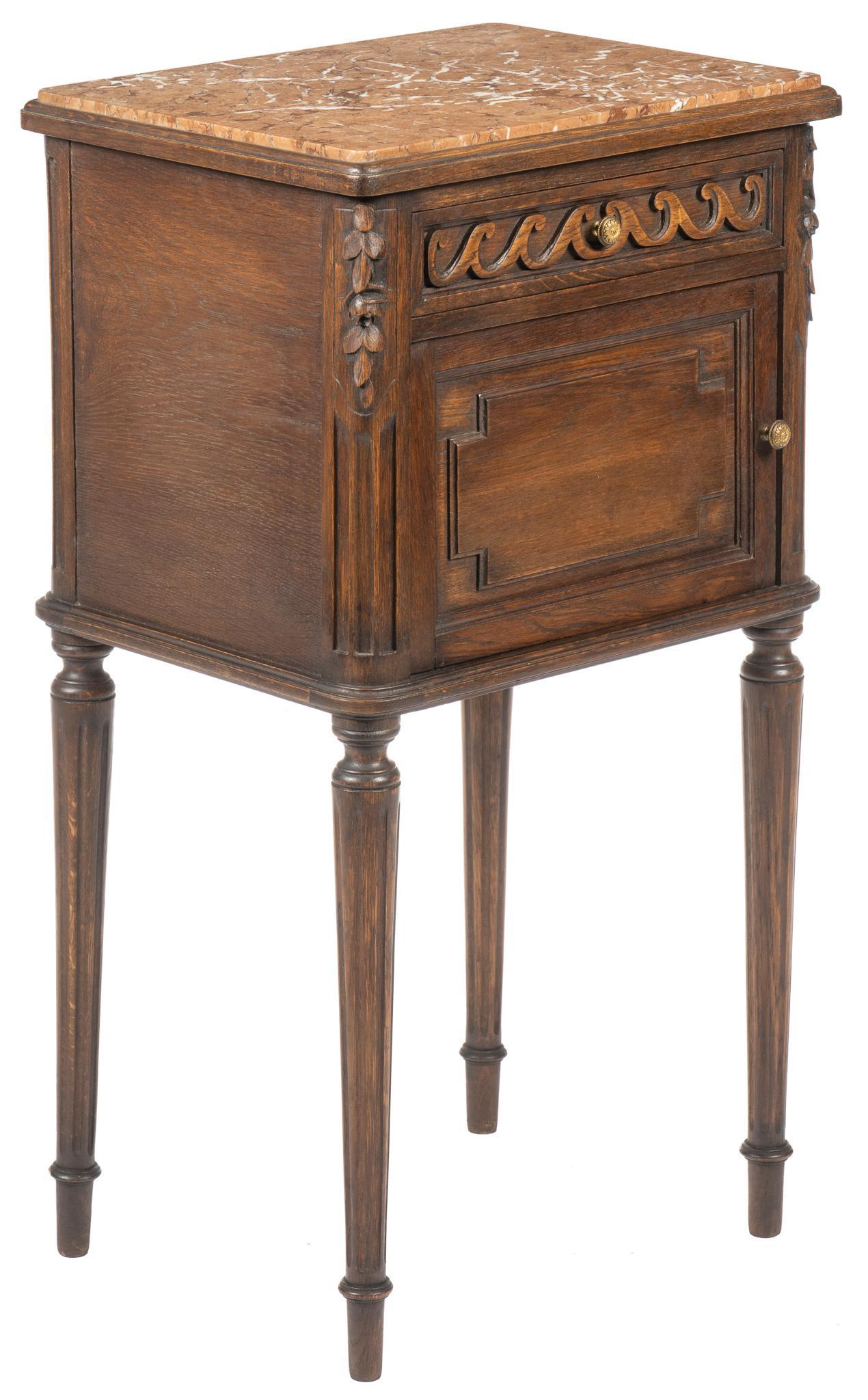 Louis XVI Style Marble Top Nightstand (1 of 6)