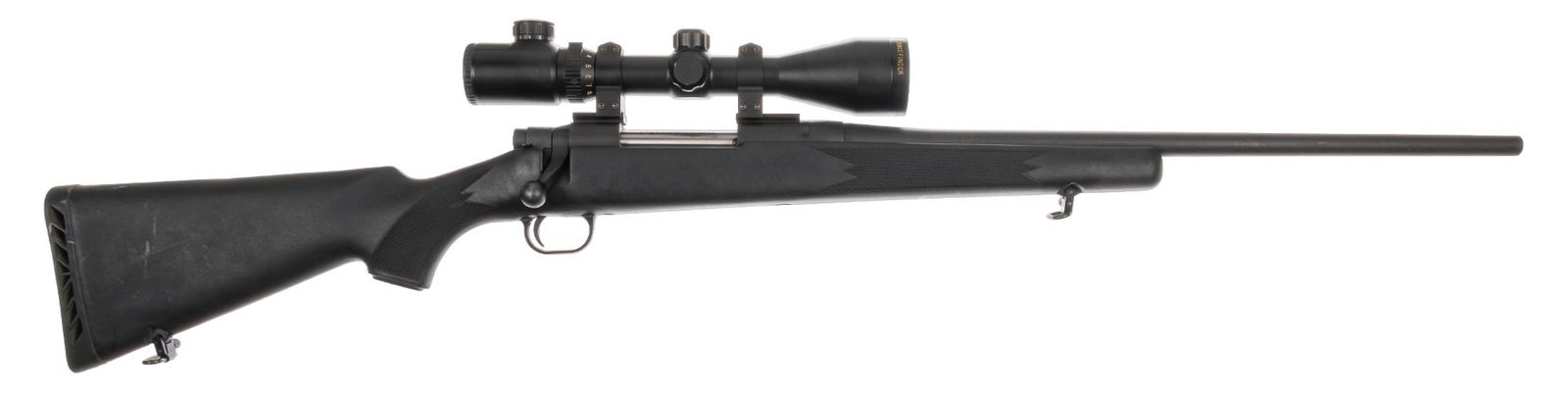 Mossberg 100 ATR 270 Win Bolt Action Rifle: Serial: BA121619 Manufacturer: Mossberg Model: 100 ATR Caliber: 270 Win Barrel length: 22 in OAL: 43 in. Condition: Very Good - Good; polymer stock has light handling marks; receiver and barrel also h