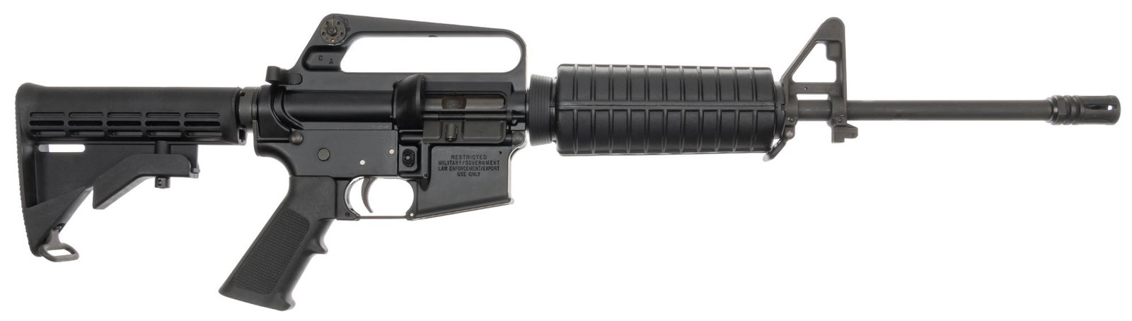 Colt AR6450 LE AR-15 9mm Carbine Semi Auto Rifle: Serial: LTA010058 Manufacturer: Colt Model: AR6450 Caliber: 9mm Barrel Length: 16 in. OAL: 32 in. Condition: Very Good; polymer stock and handguard have light handling marks; barrel, upper and lower r