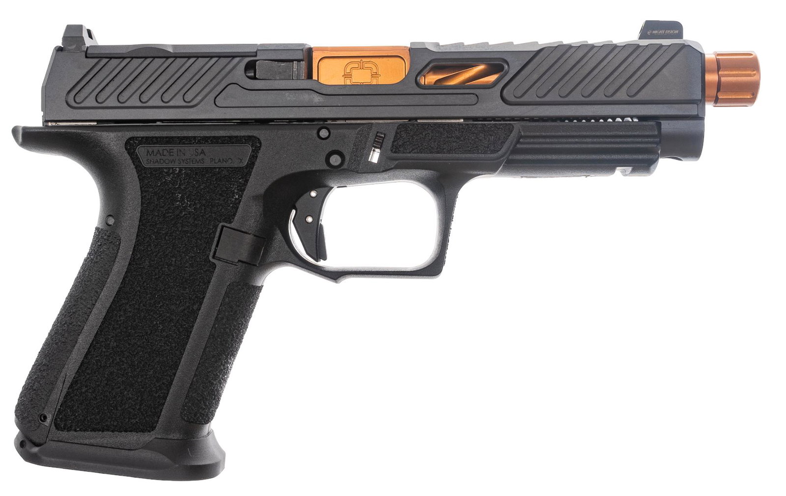 NIB Shadow Systems MR920 Elite 9mm Semi Auto Pistol: Serial: SSC107139 Manufacturer: Shadow Systems Model: MR920L Elite Caliber: 9mm Barrel length: 4.5 in. threaded OAL: 8.5 in. (box: 14 x 9 x 3.5 in.) Condition: Factory NIB Includes: Factory box & 