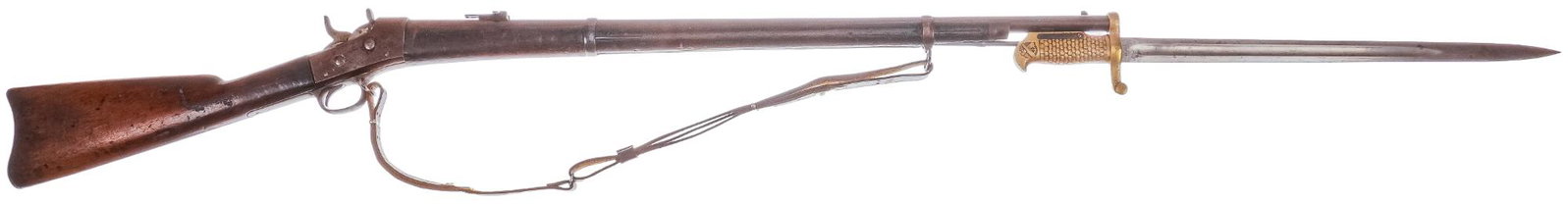 Springfield Model 1870 Rolling Block Navy 50-70 Rifle: Serial: NSN Manufacturer: Springfield Armory (c. 1870) Model: 1870 Rolling Block Caliber: 50-70 Barrel length: 32.5 in. OAL: 48.5 in. Condition: Good; walnut stock and forend have handling marks throu