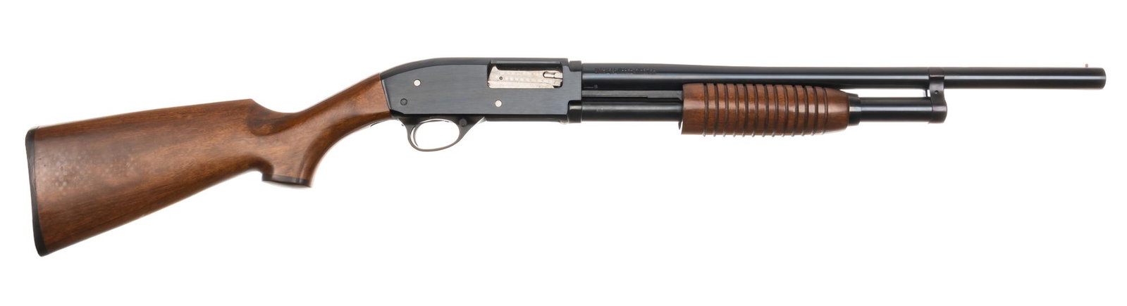 Mitchell High Standard Model 9018-BL 12 Gauge Shotgun: Serial: 680714 Manufacturer: ACP-Philippines / API-San Mateo, CA Model: Mitchell High Standard 9018-BL Caliber: 12 Gauge (cylinder bore) Barrel Length: 20 in. OAL: 39.5 in. Condition: Very Good; wood 