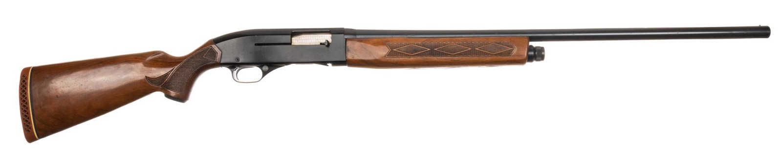 Winchester Model 1400 12 Gauge Semi Auto Shotgun: Serial: 189029 Manufacturer: Winchester Model: 1400 Caliber: 12 Gauge (2 3/4 in. chamber) Barrel length: 28 in. (fixed modified) OAL: 49 in. Condition: Good; wood stock has light handling marks; barre