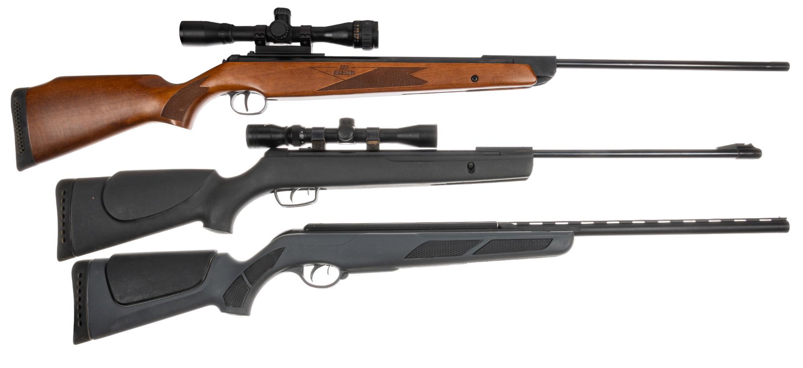 Collection of 3 Pellet Rifles: Gamo & RWS Diana: Includes: (1) Gamo Shadow 1000 .177 w/ Powerline 3-9x32 scope; 1000 fps; SN: 04-1C-403687-06 (2) RWS Diana M-350 T 05 Magnum .177 w/ BSA Air Rifle 4x32 scope; SN: 01322376 (3) Gamo Viperexpress .22; S