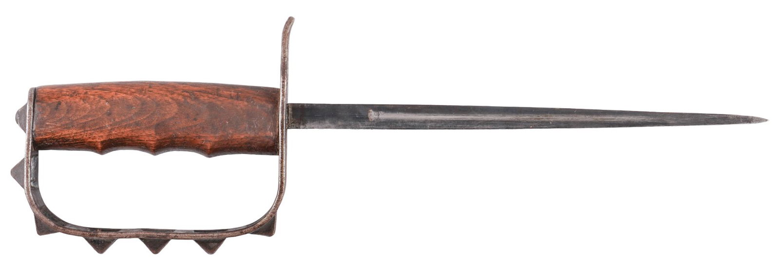 US WWI Era 1917 Trench Knife LF&C: Manufacturer: Landers, Frary & Clark (L.F.&C.) Model: 1917 trench knife Blade Length: 9 in. Overall Length: 14.25 in. Condition: Good; blade has wear from insertion into scabbard, and some lig