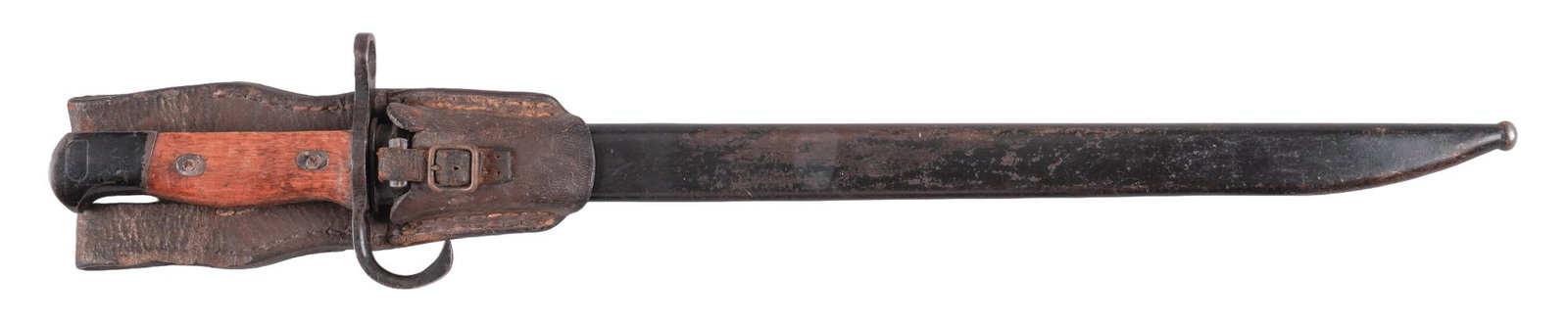 Rare Japanese Naval " Rocking star " Type 30 Bayonet Mfg Toyokawa: Manufacturer: Toyokawa Naval Arsenal Model: Type 30 Blade Length: 15.5 in. Overall Length: 21 in. w/ scabbard Condition: Good; blade is bright with minor darkening spots but near no edge wear; wood gr