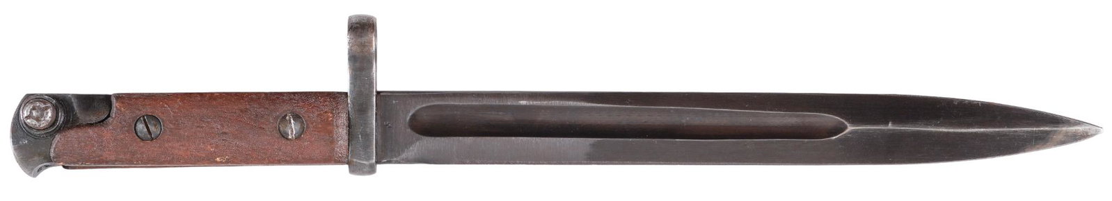 Russian WWII SVT40 Bayonet: Manufacturer: Unknown Russian Arsenal Model: SVT 40 Bayonet Blade Length: 9.5 in. Overall Length: 14.25 in. Condition: Very Good; blade has light wear, with finish missing towards the front commensura