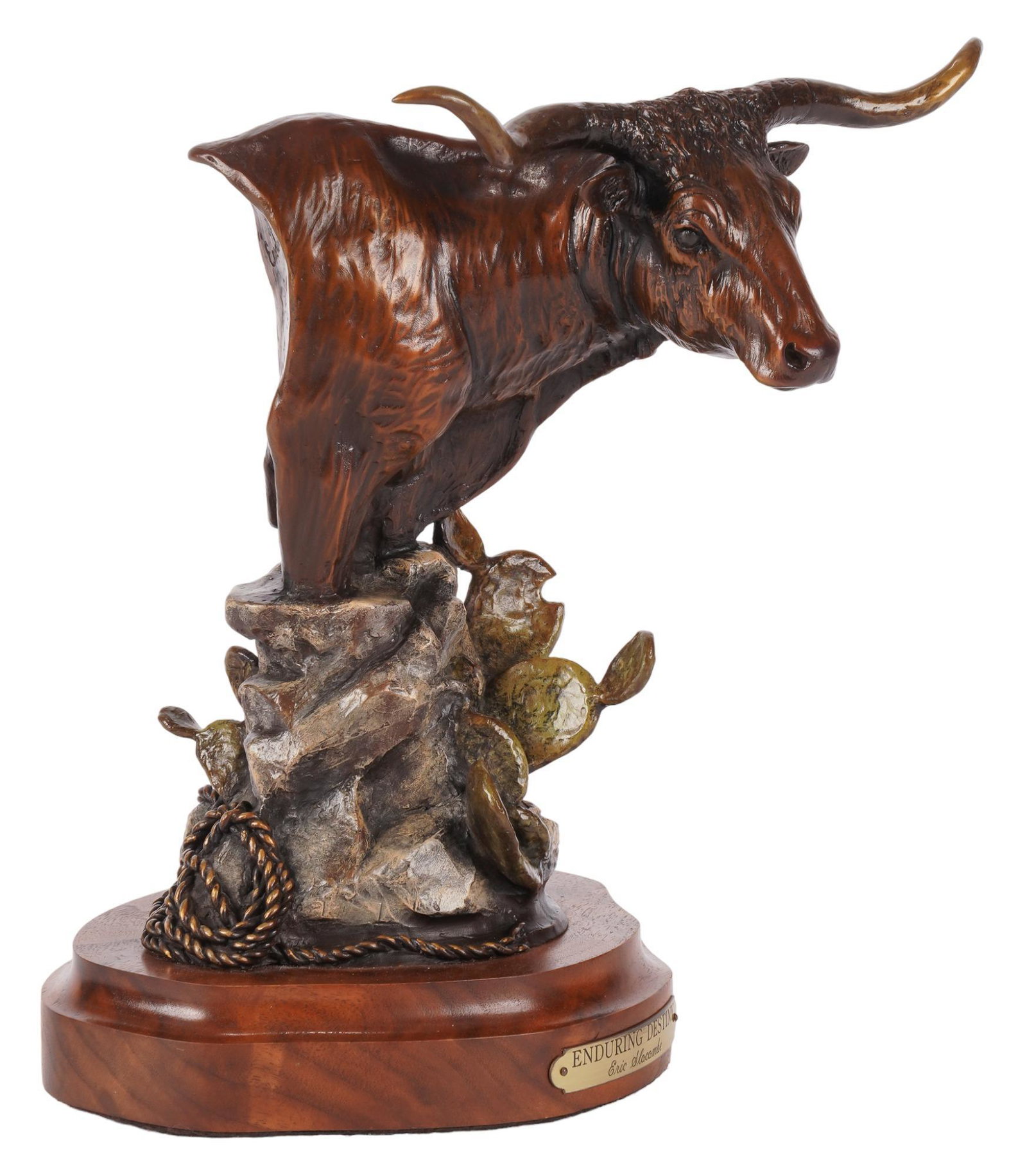 Eric Slocombe, "Enduring Destiny": Eric Slocombe (Colorado), "Enduring Destiny" bronze sculpture, edition 4 of 45, 1997 height 11 in. x width 9 in. x depth 6 in. Provenance: A Fredericksburg, Texas collection We happily provide