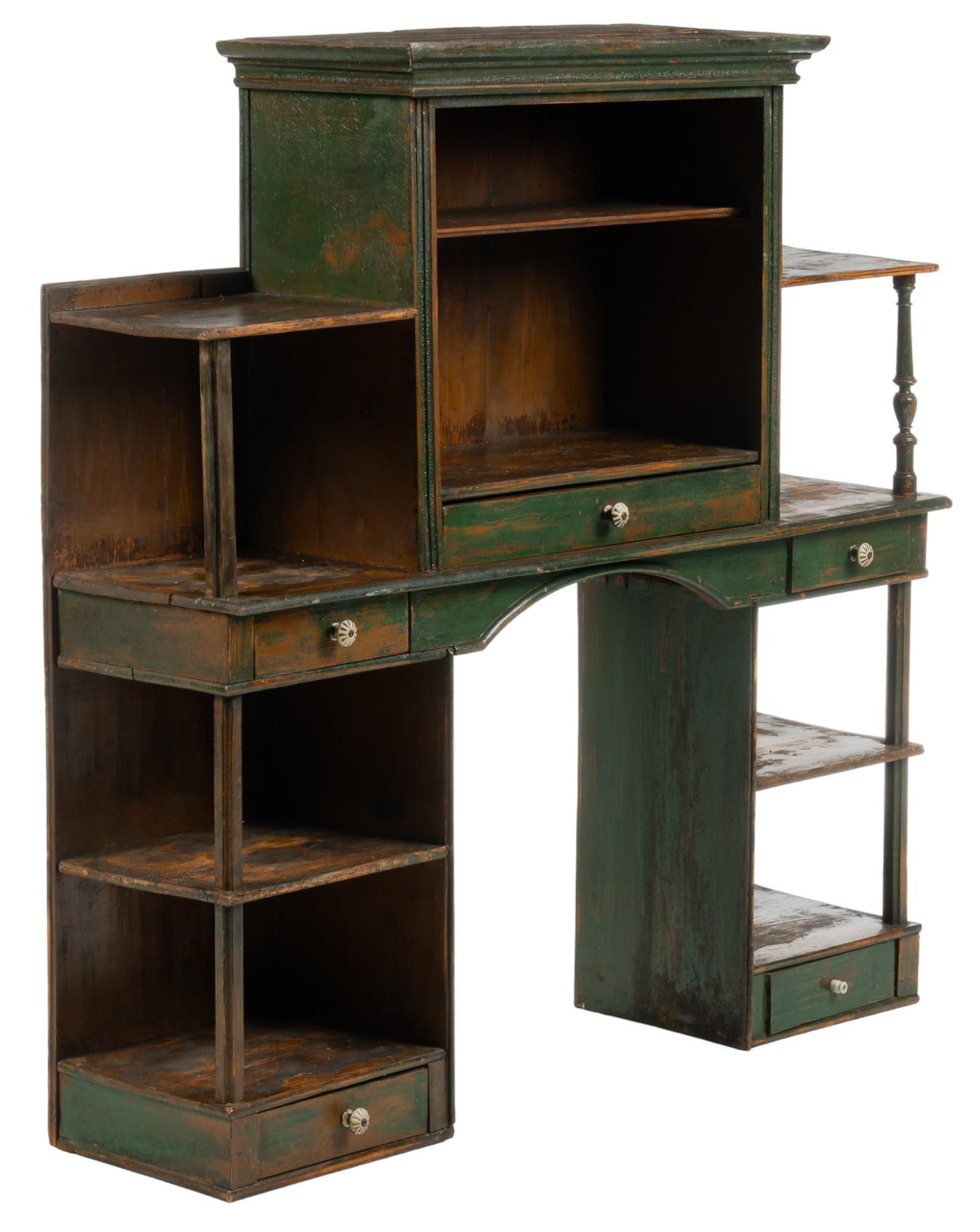 Painted Wooden Rustic Wall Cabinet (1 of 5)