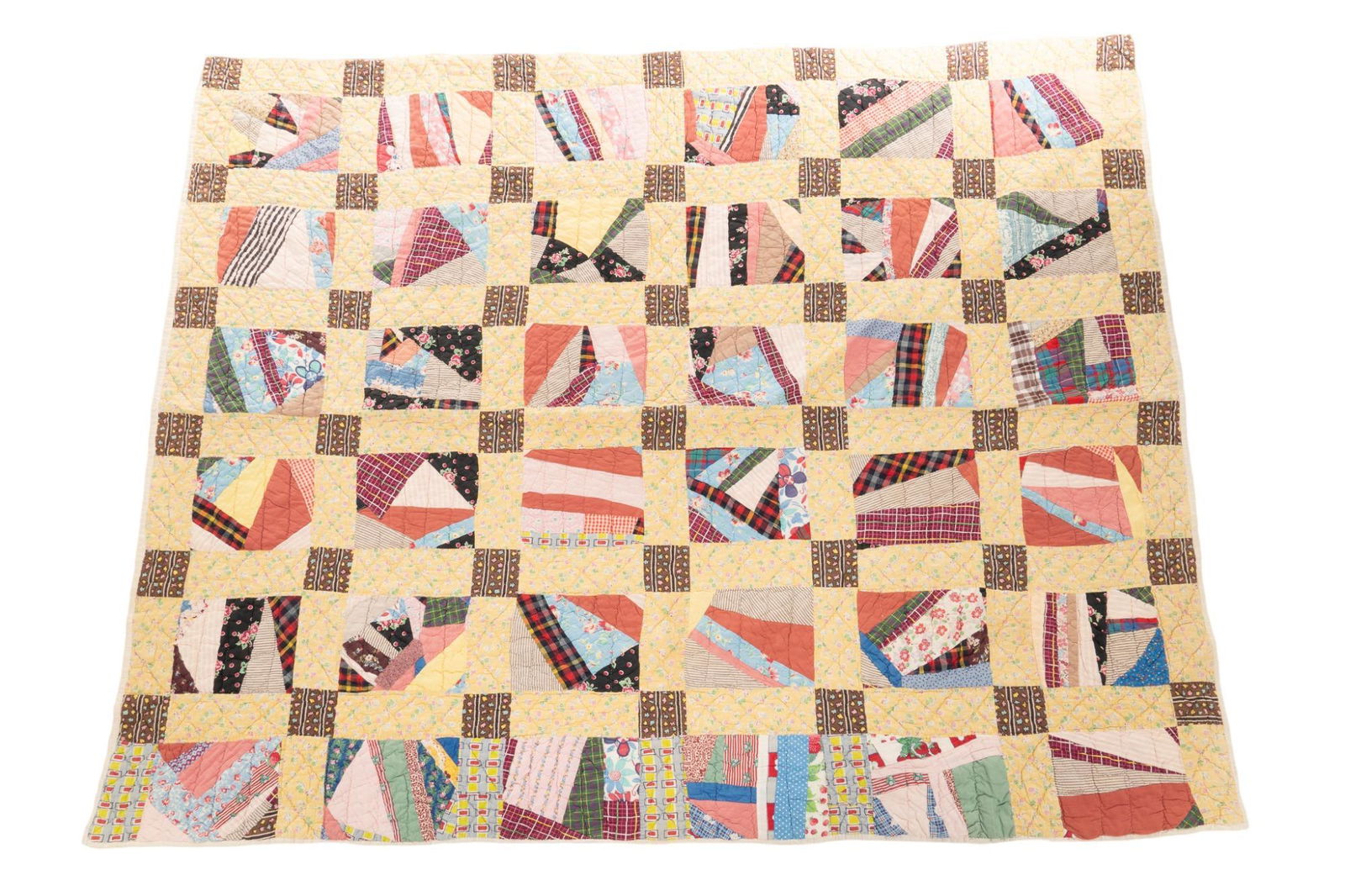 Hand-Made Vintage Patchwork Crazy Quilt (1 of 4)