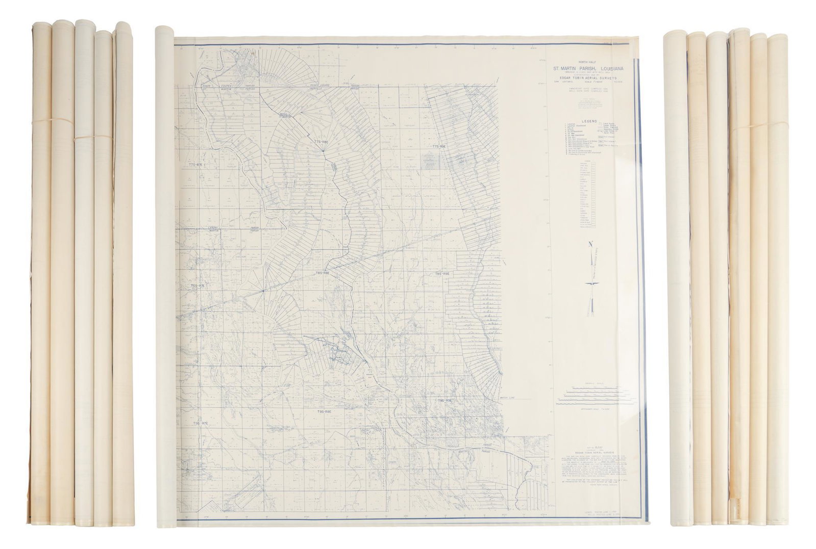 Collection of Louisiana Aerial Surveys: Collection of vintage Edgar Tobin aerial survey maps of various parishes within Louisiana, USA length 43 in. / longest We happily provide seamless shipping services on everything we sell. Please email
