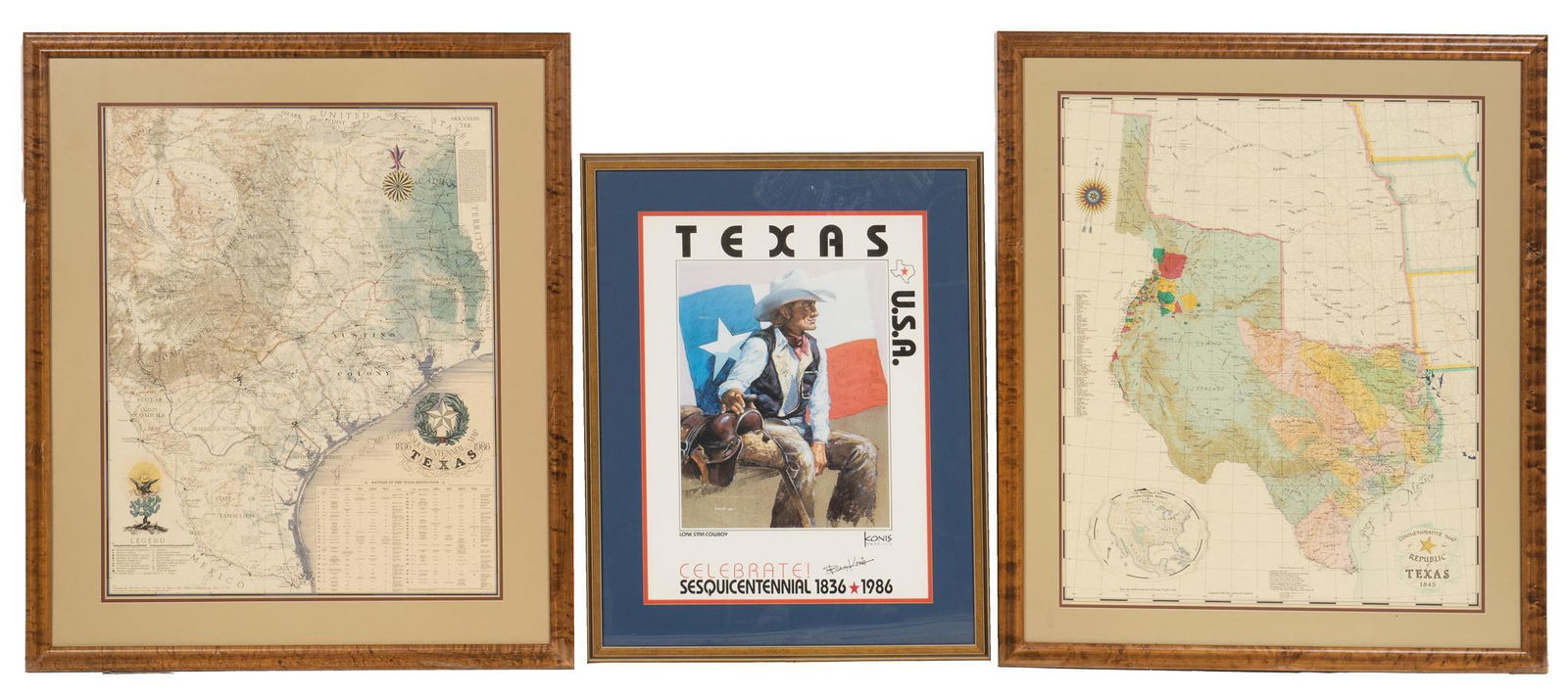 (2) Texas Maps & Sesquicentennial Print (1 of 20)