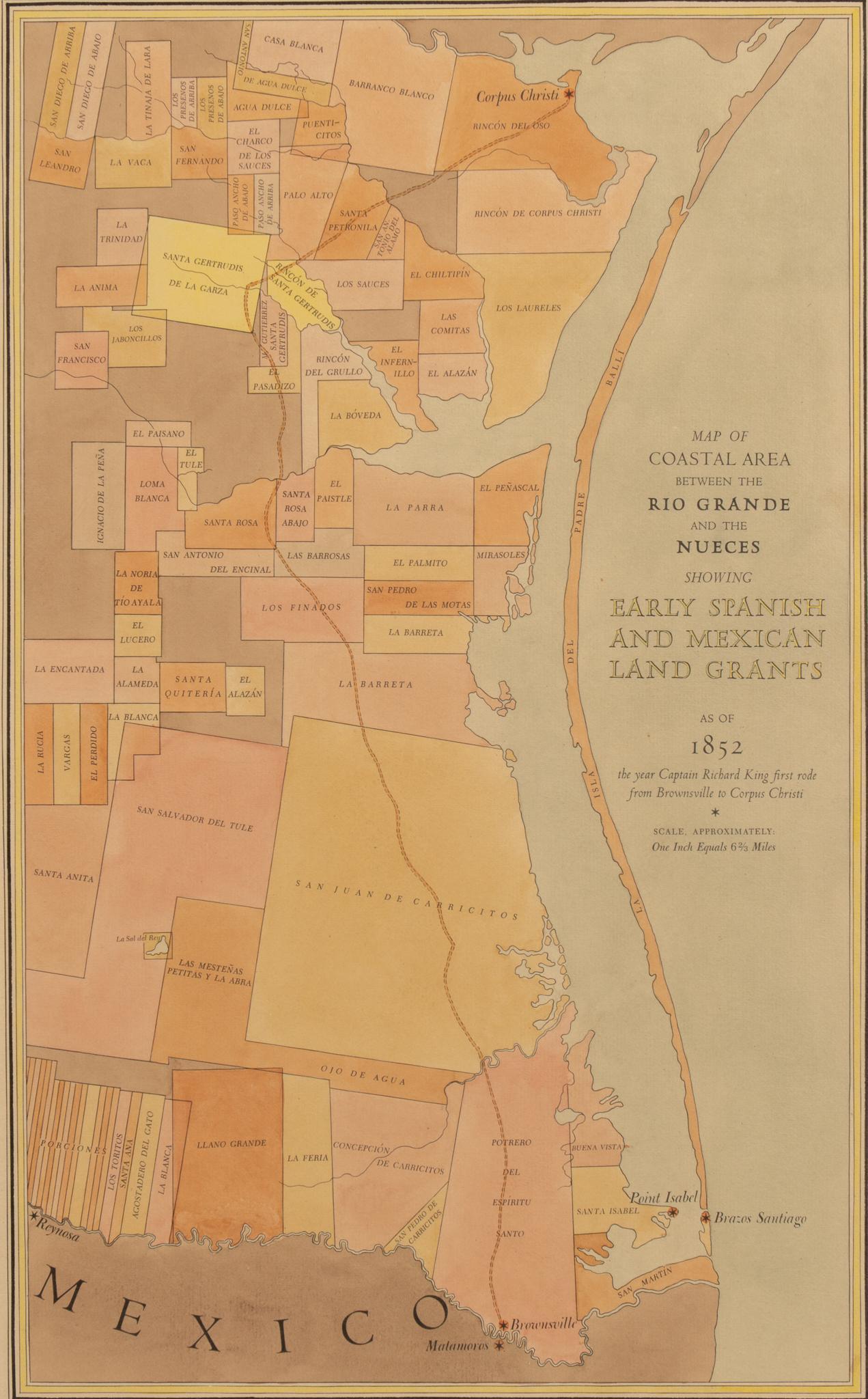 Framed Map of Spanish & Mexican Land Grants for King Ranch (1 of 4)