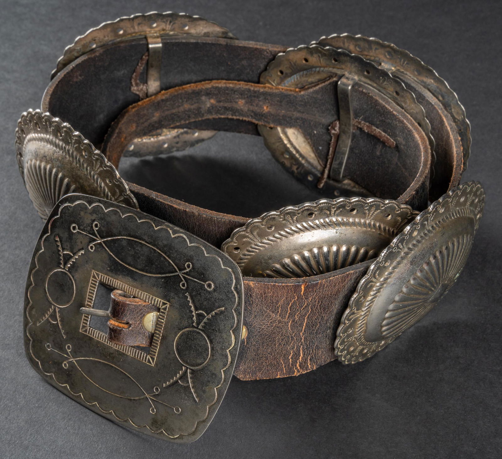 Vintage Southwestern Leather and Sterling Silver Belt (1 of 8)