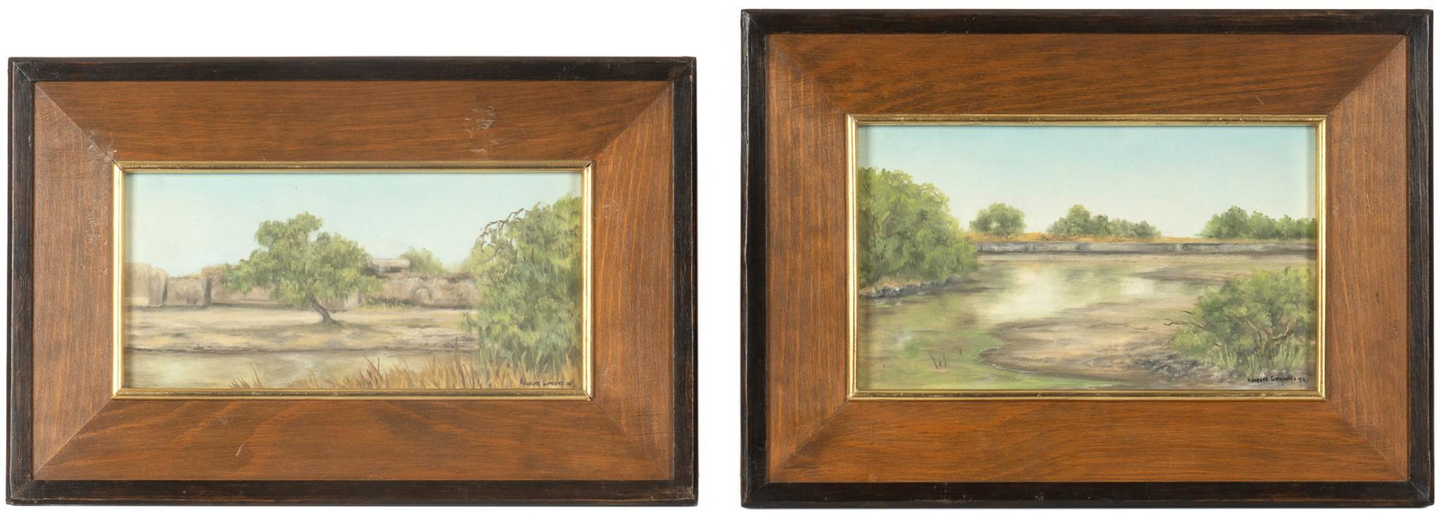 Vasquez Gonzalez, (2) Scenes of the Texas Hill Country: Vasquez Gonzalez, (2) scenes of the Texas Hill Country, pastel on board height 12.25 in. x width 17.5 in. x depth 1 in. We happily provide seamless shipping services on everything we sell. Please emai