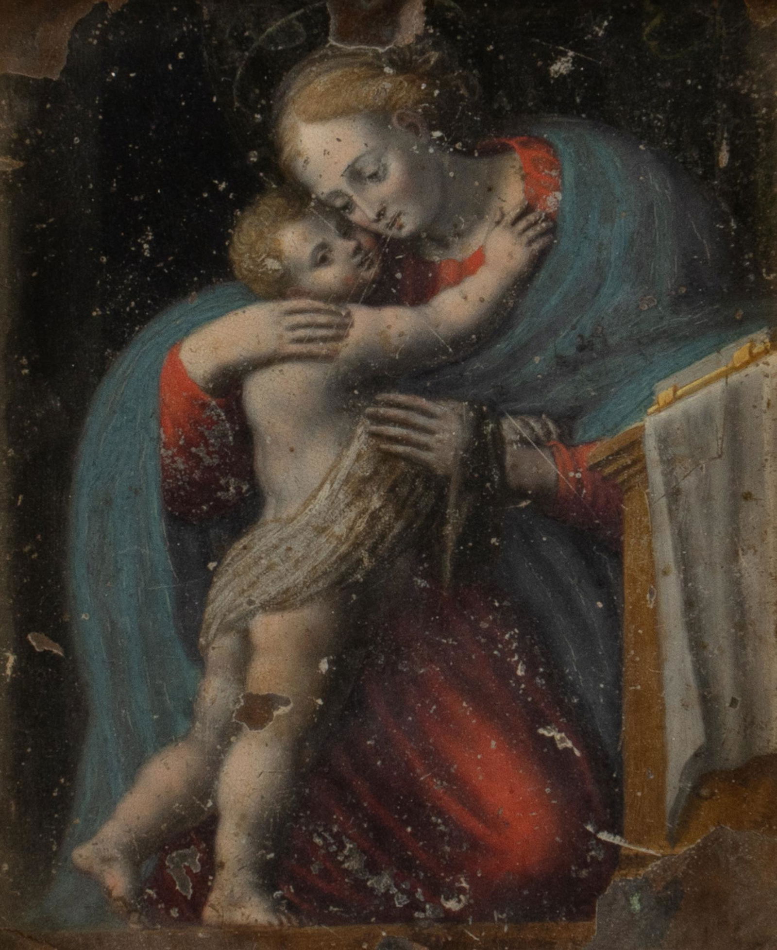 19th C. Mexican Retablo, La Virgen y El Nino (1 of 5)