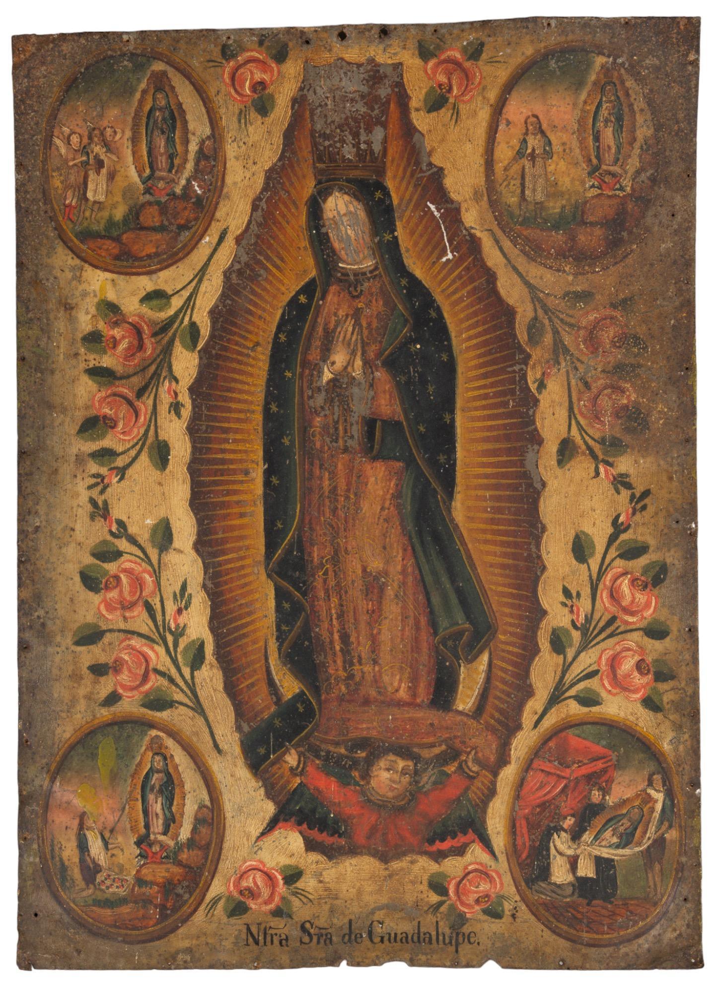 19th C. Mexican Retablo, La Virgin De Guadalupe (1 of 5)