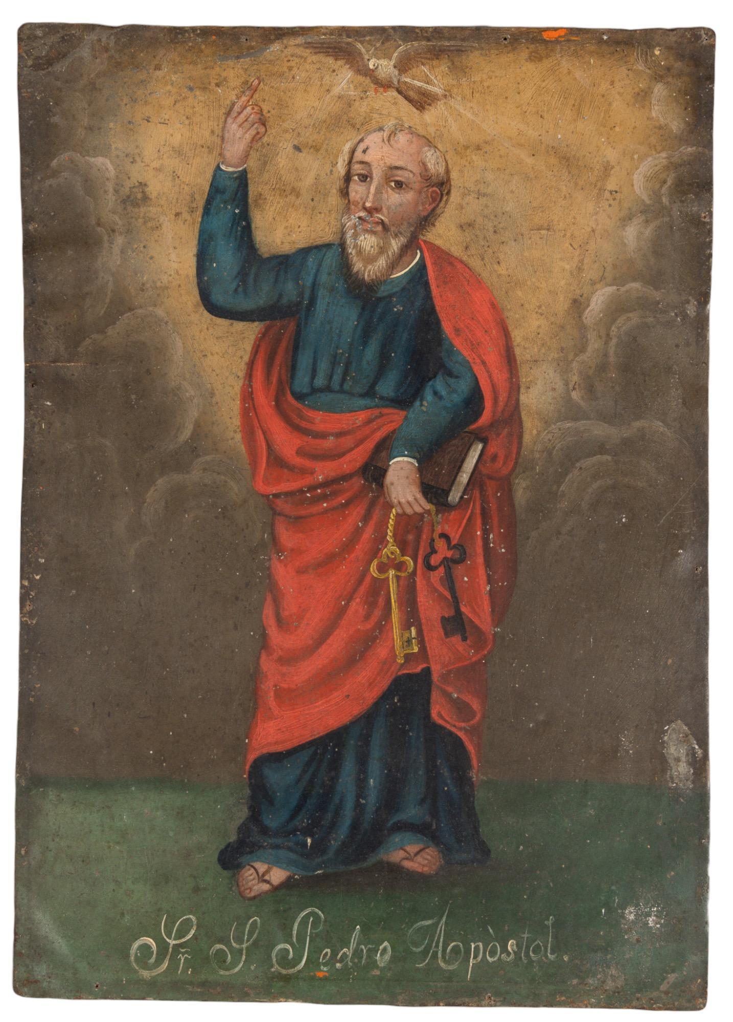 19th C. Mexican Retablo, San Pedro Apostol (1 of 5)