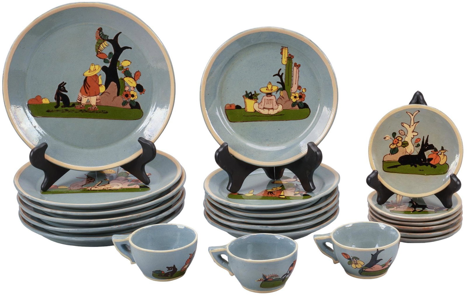 Lot of Blue Tlaquepaque Ceramic Servingware (1 of 16)