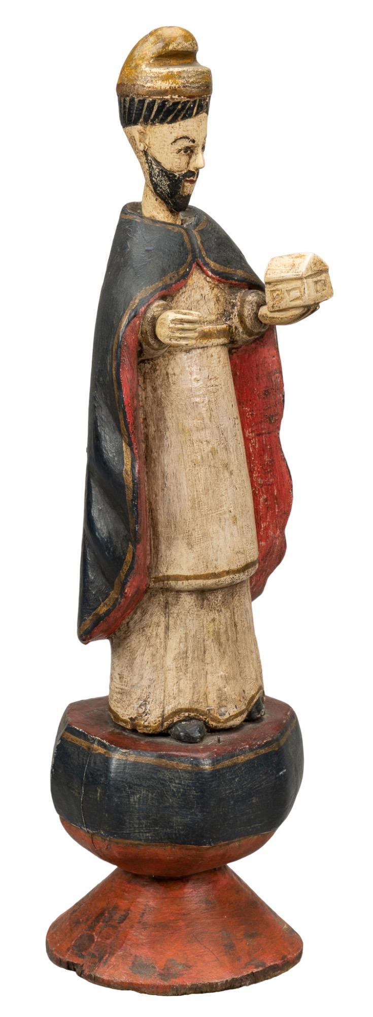 Carved Santo Religious Figurine, Saint Ghislaine (1 of 6)