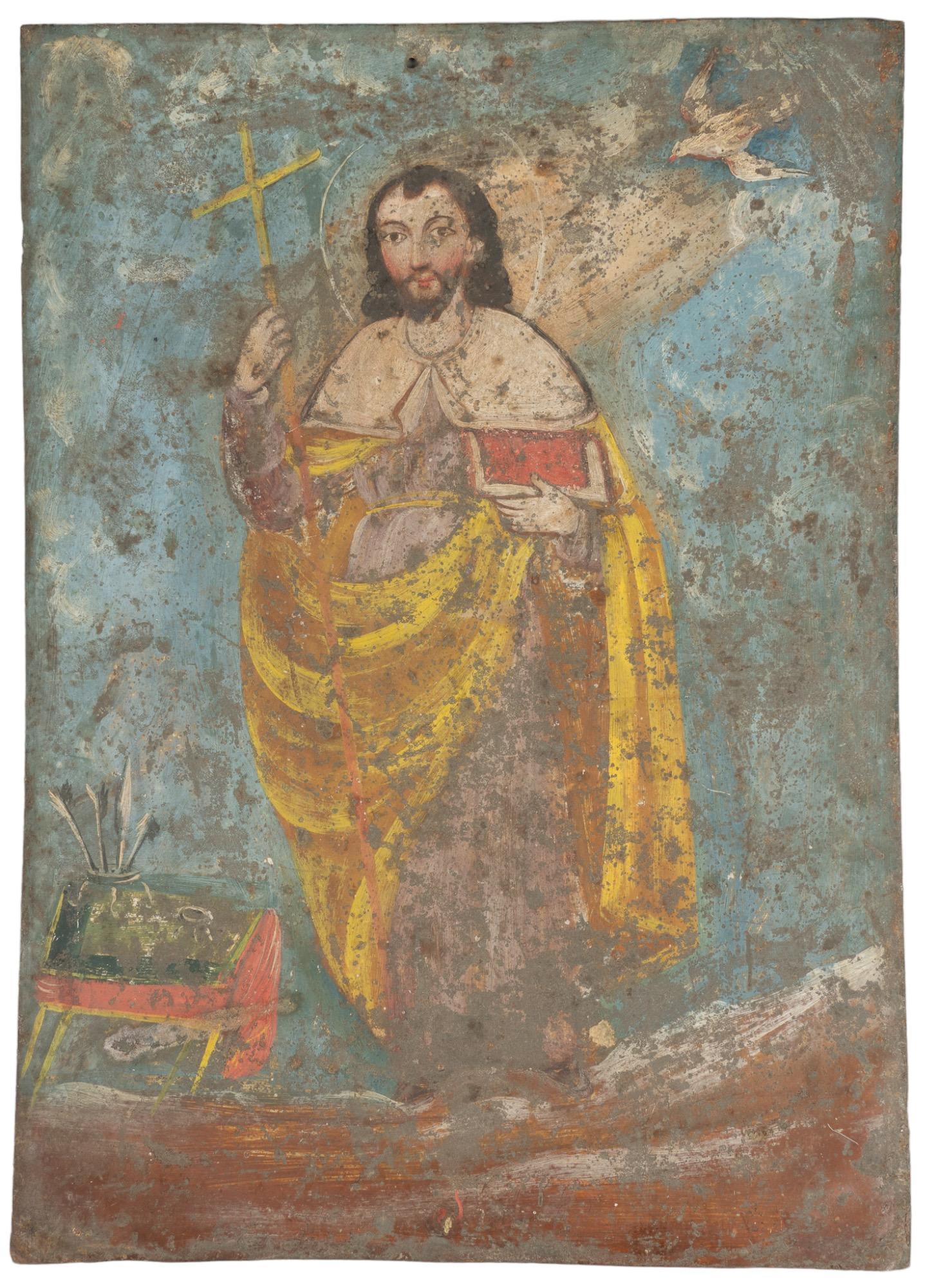 19th C. Mexican Retablo, San Jose Patriarca (1 of 4)