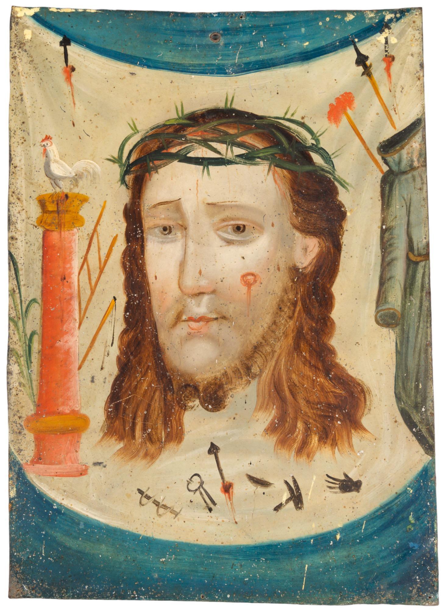 19th C. Mexican Retablo, La Cara de Jesus Cristo (1 of 4)