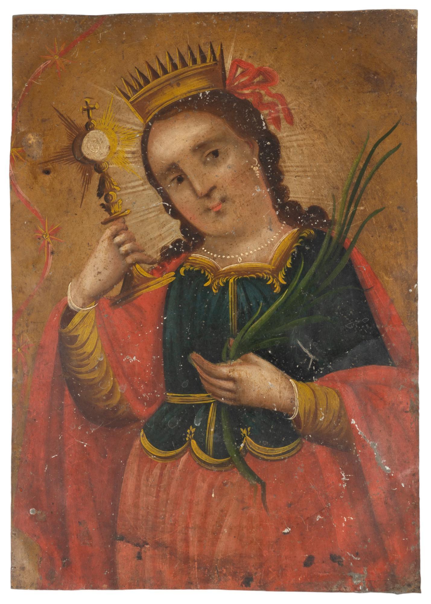 19th C. Mexican Retablo, Santa Barbara (1 of 4)