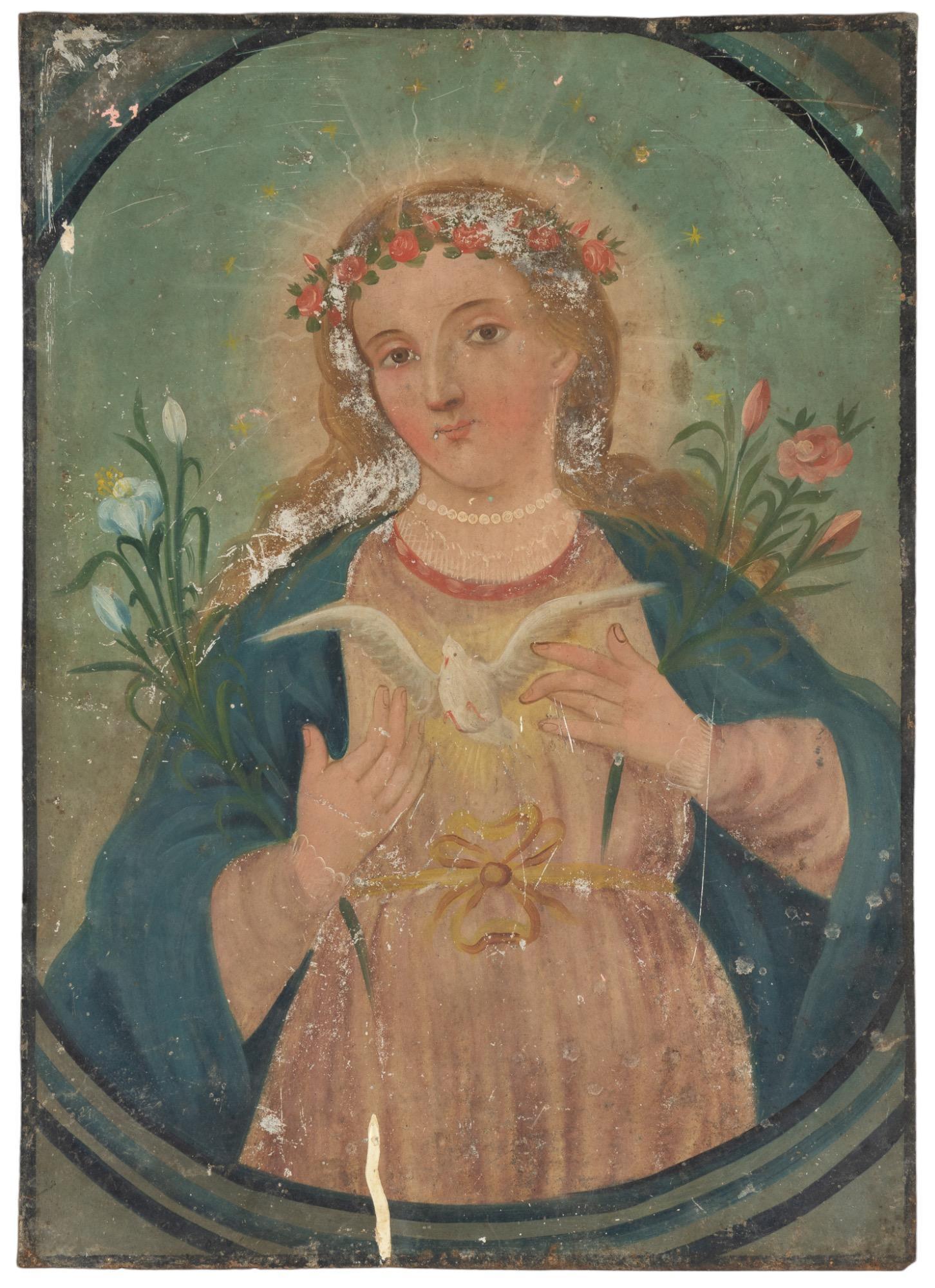 19th C. Mexican Retablo, Alma De Maria (1 of 4)