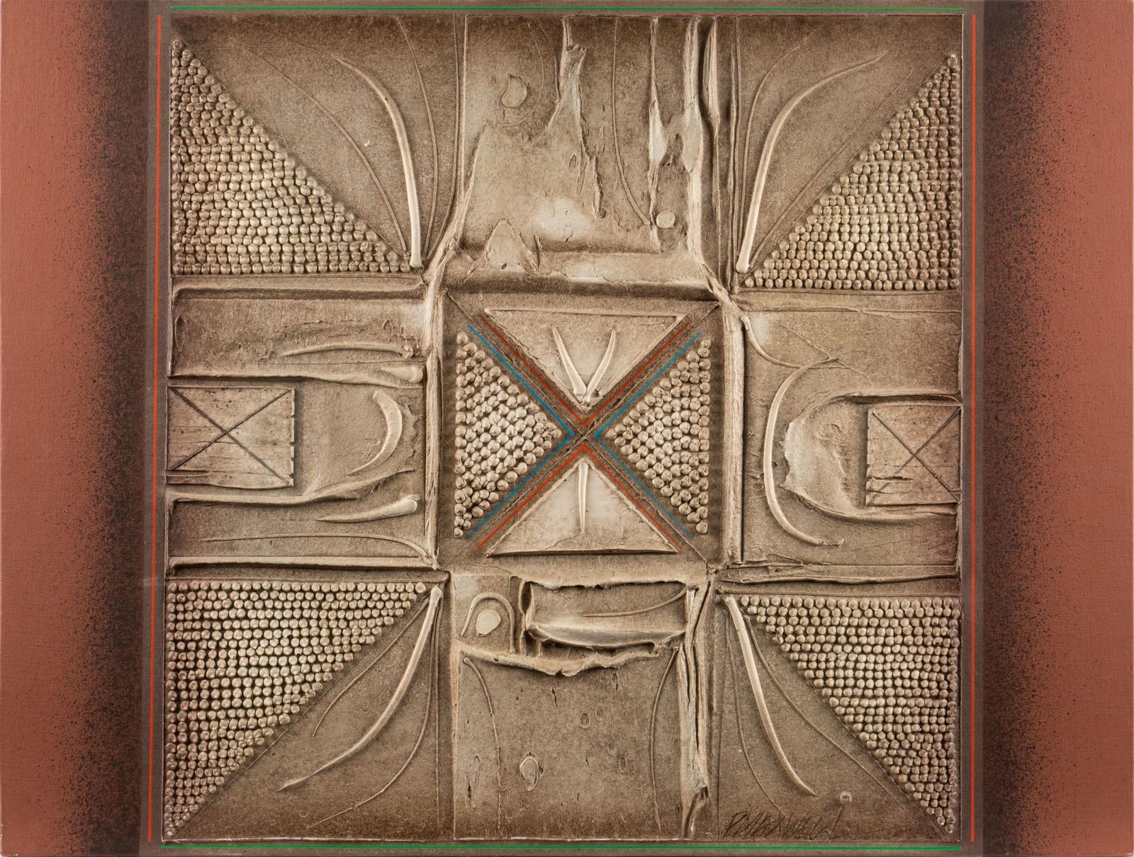 Paul Maxwell, "#12", 1981: Paul Maxwell (Texas, 1925-2015), "#12", 1981, acrylic relief painting, not framed size: 30 x 40 in. Provenance: A San Antonio, Texas collection We happily provide seamless shipping services