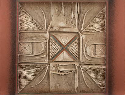 Paul Maxwell, "#12", 1981: Paul Maxwell (Texas, 1925-2015), &#34;#12&#34;, 1981, acrylic relief painting, not framed  size: 30 x 40 in.  Provenance: A San Antonio, Texas collection  We happily provide seamless shipping services