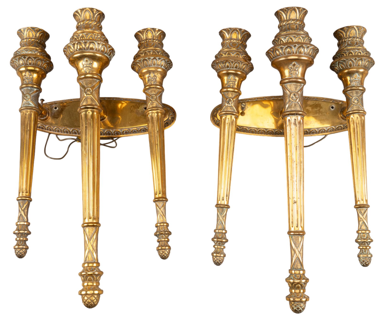 Pair of Empire Style Brass Wall Sconces (1 of 5)