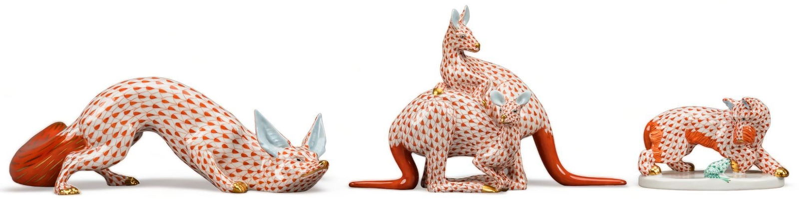 (3) Herend Porcelain Fishnet Animal Figurines (1 of 12)