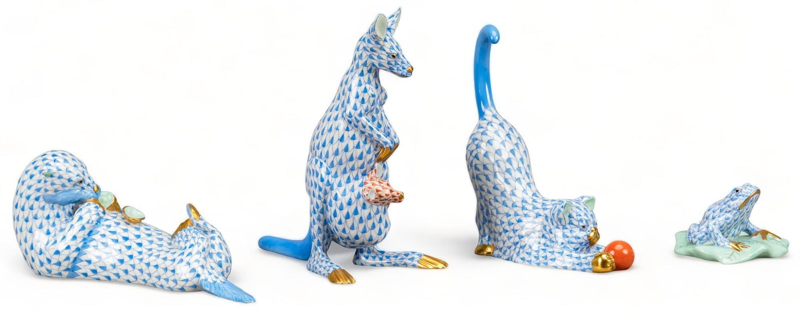 (4) Herend Porcelain Fishnet Animal Figurines (1 of 12)