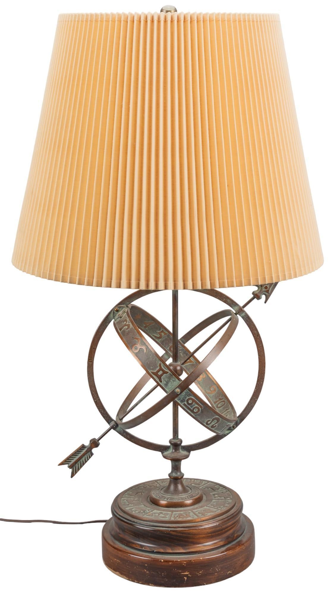 Brass Zodiac Astrological Armillary Sphere Lamp (1 of 7)