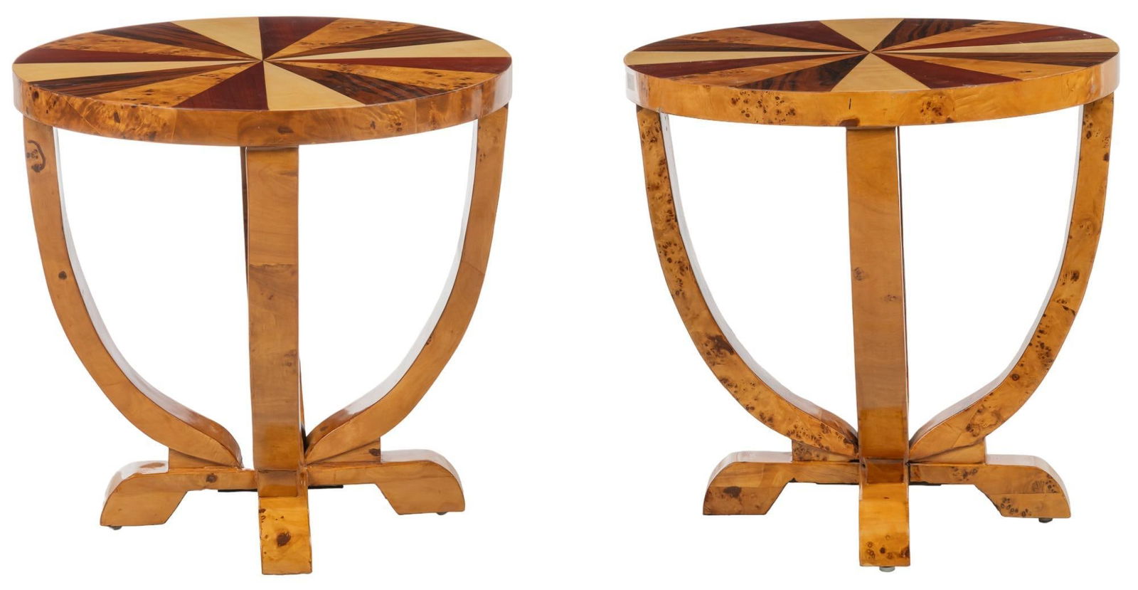 Pair of Art Moderne Burl Wood Side Tables (1 of 5)