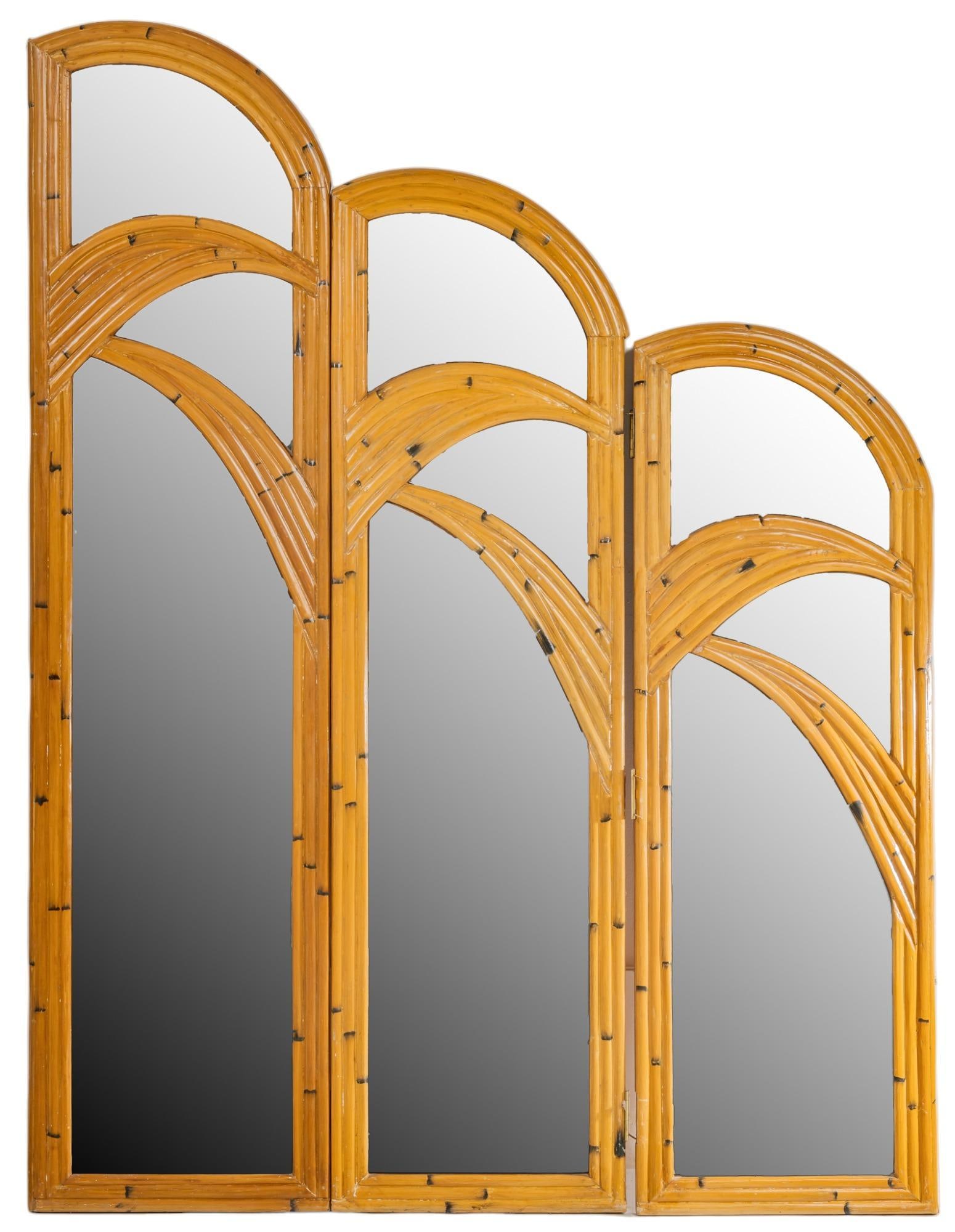 Mirrored Rattan Folding Screen (1 of 3)
