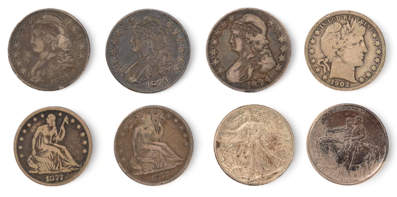 Collection of Half Dollar Coins, Capped Liberty, Barber, Seated Liberty, Stone Mountain (1 of 3)