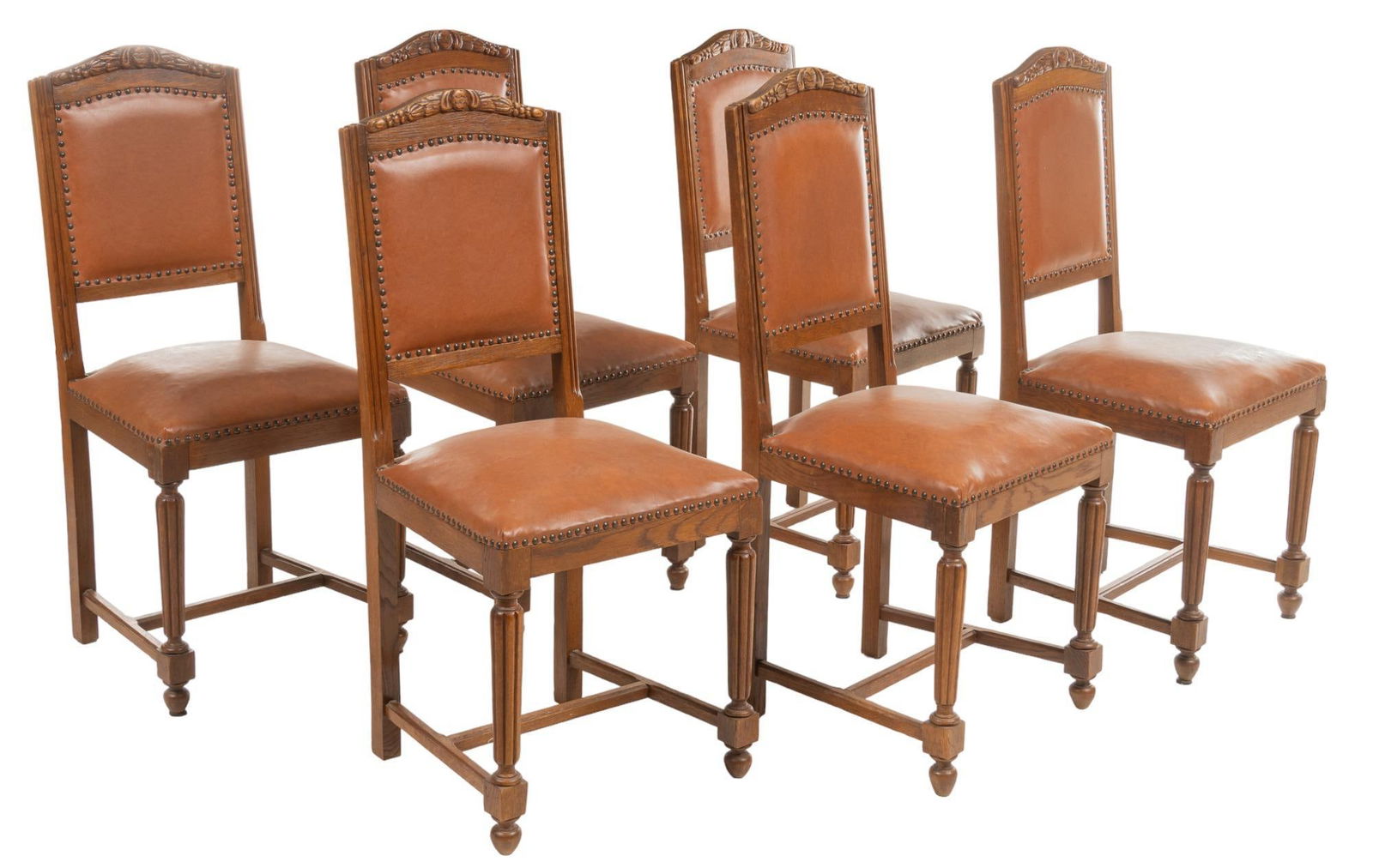 Set of (6) Henri II Style Dining Chairs (1 of 4)