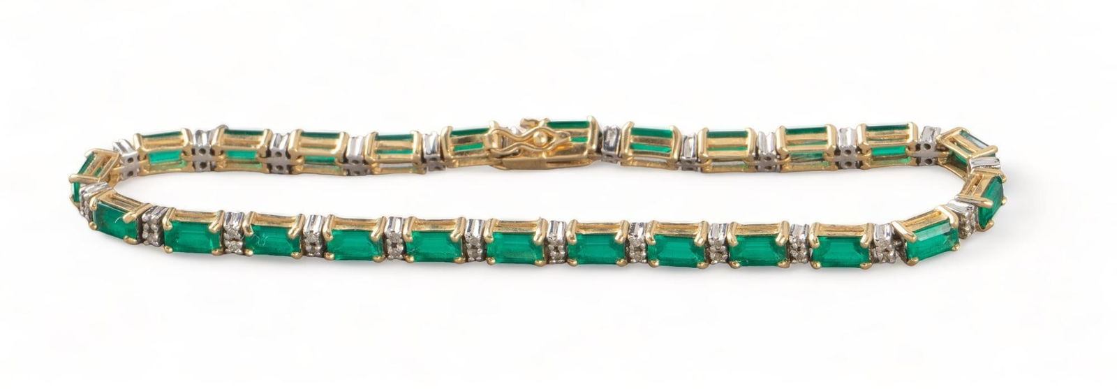 10K Gold Emerald and Diamond Tennis Bracelet (1 of 7)