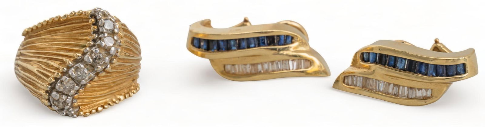 (2) 14K Gold Diamond and Sapphire Jewelry (1 of 4)