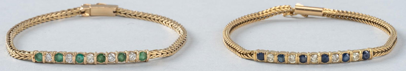 (2) 14K Gold Sapphire Emerald and Diamond Bracelets (1 of 5)