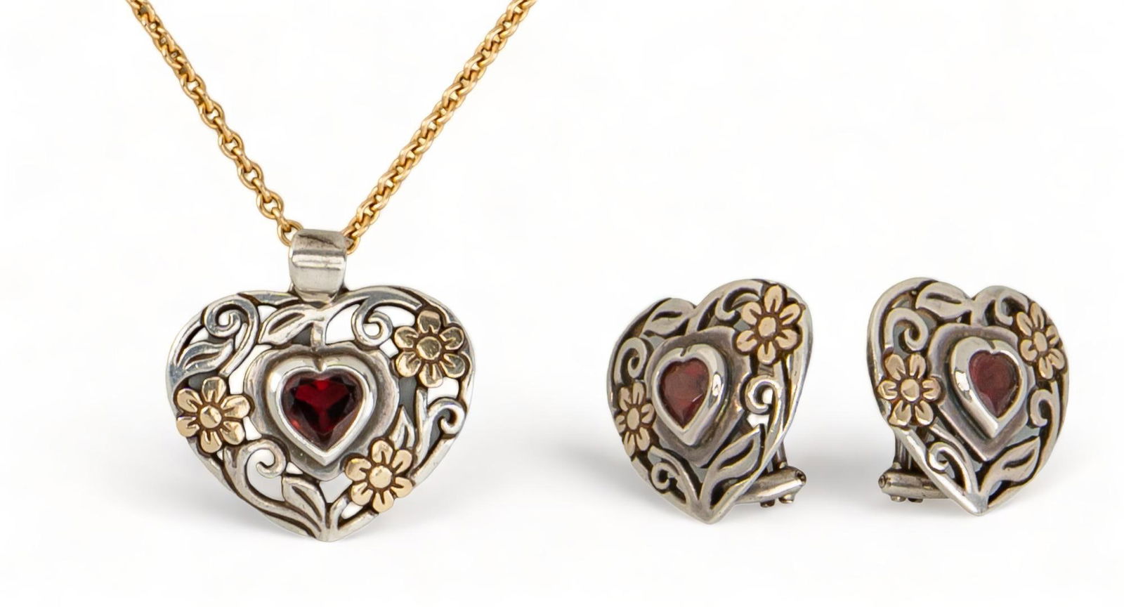 (2) Set of James Avery Garnet Heart Jewelry (1 of 7)