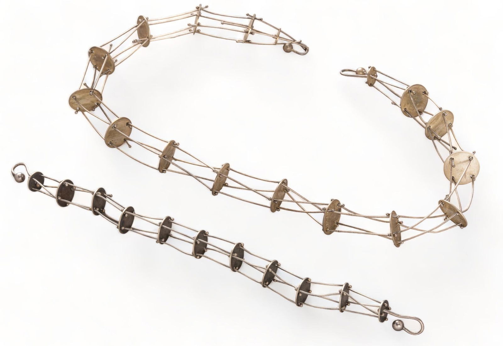 (2) Vintage Sterling Silver Pin and Disc Jewelry Set (1 of 5)