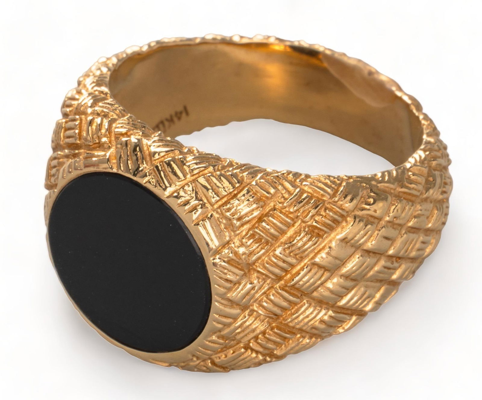 14K Gold Black Onyx Woven Signet Ring (1 of 5)